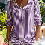 Cute Peter Pan Collar Stripe Blouse