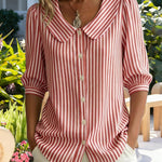 Cute Peter Pan Collar Stripe Blouse