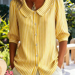 Cute Peter Pan Collar Stripe Blouse