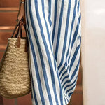 Casual Stripe Ruffled Collar Sleeveless Maxi Dress