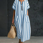 Urban Loose Fit Stripe Maxi Dress with Large Pockets