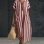Urban Loose Fit Stripe Maxi Dress with Large Pockets