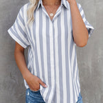 Timeless Fashion Short Sleeve Wide Striped Shirt