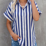 Timeless Fashion Short Sleeve Wide Striped Shirt