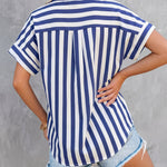 Timeless Fashion Short Sleeve Wide Striped Shirt