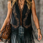 Stylish Boho Embroidered Tassel Vest