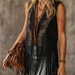 Stylish Boho Embroidered Tassel Vest