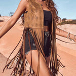 Western Cowgirl Long Fringe Vest