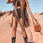 Western Cowgirl Long Fringe Vest
