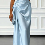 Elegant Satin Ruched One Shoulder Cocktail Dress