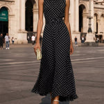 Flowy Sleeveless Polka Dot A-Line Dress