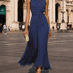 Flowy Sleeveless Polka Dot A-Line Dress