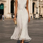 Flowy Sleeveless Polka Dot A-Line Dress