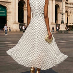 Flowy Sleeveless Polka Dot A-Line Dress