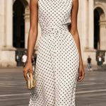 Flowy Sleeveless Polka Dot A-Line Dress