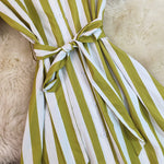 Casual Stripe Short Sleeve Shirt Dress with Waist Tie