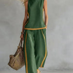 Leisure Colorblock Sleeveless Wide-Legs 2-Piece Set