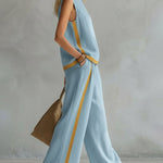 Leisure Colorblock Sleeveless Wide-Legs 2-Piece Set