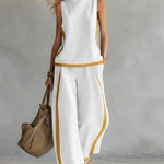 Leisure Colorblock Sleeveless Wide-Legs 2-Piece Set