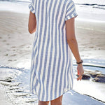 Casual Stripes Print Loose Fit Tunic Dress
