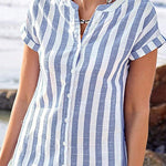 Casual Stripes Print Loose Fit Tunic Dress