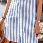 Casual Stripes Print Loose Fit Tunic Dress