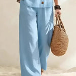 Everyday Comfy Sleeveless Shirt Pants Two Piece Set
