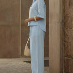 Minimalist Casual Solid Color Crop Top Pants Set