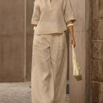Minimalist Casual Solid Color Crop Top Pants Set