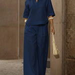 Minimalist Casual Solid Color Crop Top Pants Set