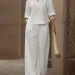Minimalist Casual Solid Color Crop Top Pants Set