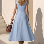 Urban Stand Collar V-neck Sleeveless Dress