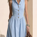 Urban Stand Collar V-neck Sleeveless Dress