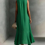 Minimalist Loose V-neck Sleeveless Ruffled Dress