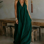 Comfy Loose Fit Sleeveless V-neck Maxi Dress