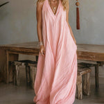 Comfy Loose Fit Sleeveless V-neck Maxi Dress