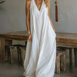 Comfy Loose Fit Sleeveless V-neck Maxi Dress