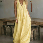 Comfy Loose Fit Sleeveless V-neck Maxi Dress