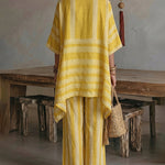 Casual Daily Vacation Stripe Textured Matching Set
