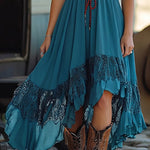 Ethnic Print Loose Hem Boho Western Dress