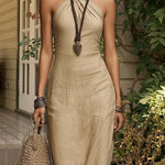 Minimalist Graceful Halter Neck Maxi Dress