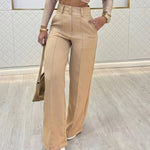 Business Casual Crease Line Wide Leg Suit Pants