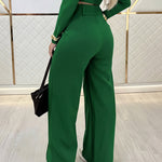 Business Casual Crease Line Wide Leg Suit Pants