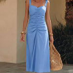 Sweetheart Sleeveless Ruched Midi Dress