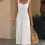 Sweetheart Sleeveless Ruched Midi Dress