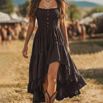 Fashion Strapless Ruffled Irregular Hem Dress