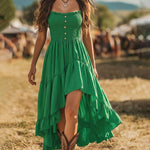 Fashion Strapless Ruffled Irregular Hem Dress