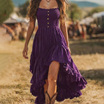 Fashion Strapless Ruffled Irregular Hem Dress