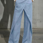 Lightweight Airy Summer Wrap Wide-Leg Pants