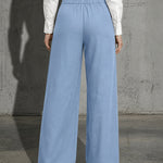 Lightweight Airy Summer Wrap Wide-Leg Pants